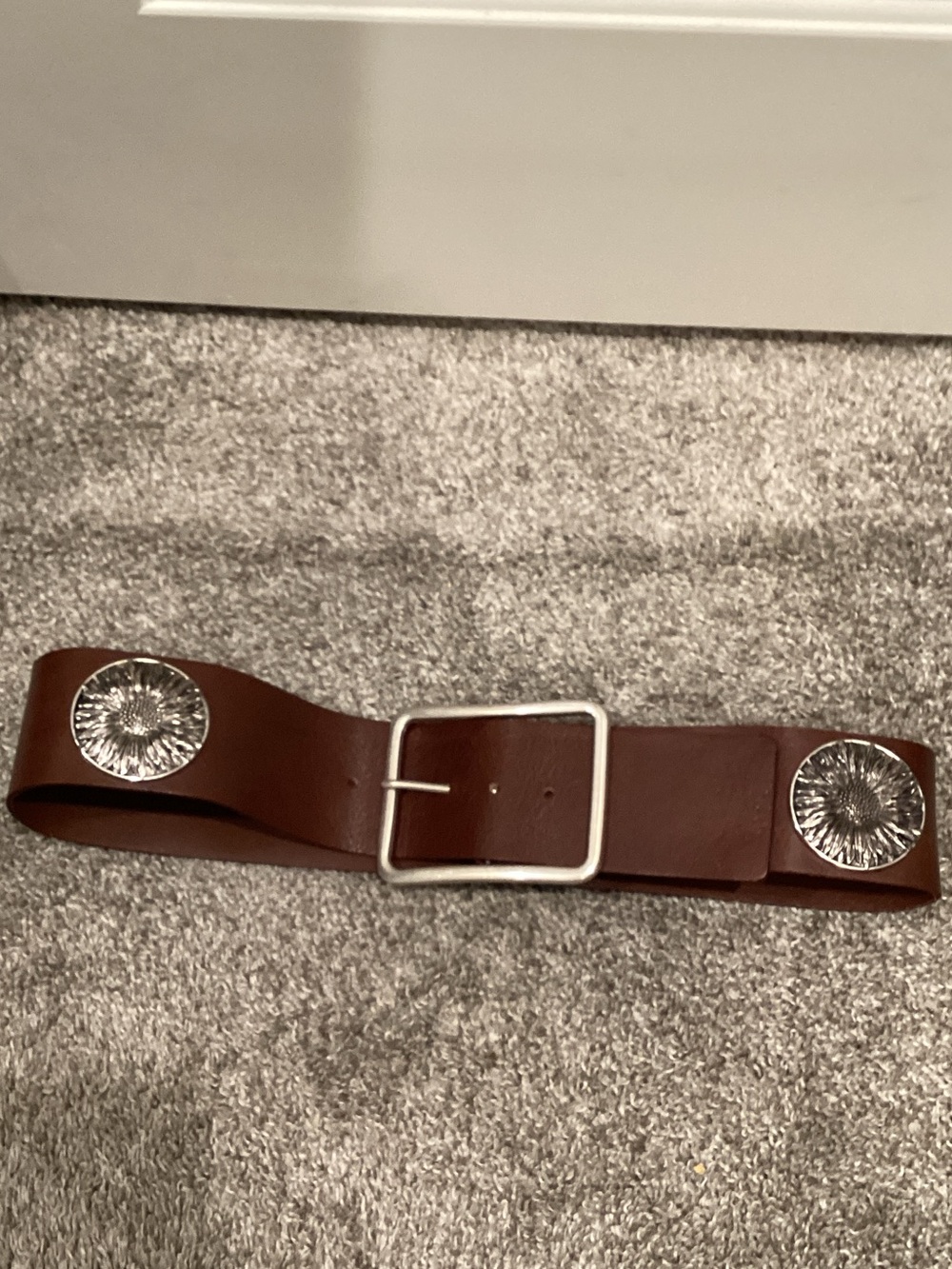Zara Brown Leather Belt with Silver Conchos